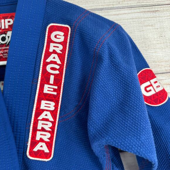 Gracie Barra Equipe Storm Jiu Jitsu Kimono Gi Youth Y3 Blue Red Patched - Picture 6 of 12